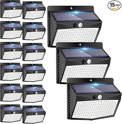 Solar Outdoor Lights, [138 LED/15 Packs] Solar Motion Sensor Security Lights with 3 Lighting Modes Wall Lights Waterproof Solar Powered Lights for Garden Fence Yard Deck Garage