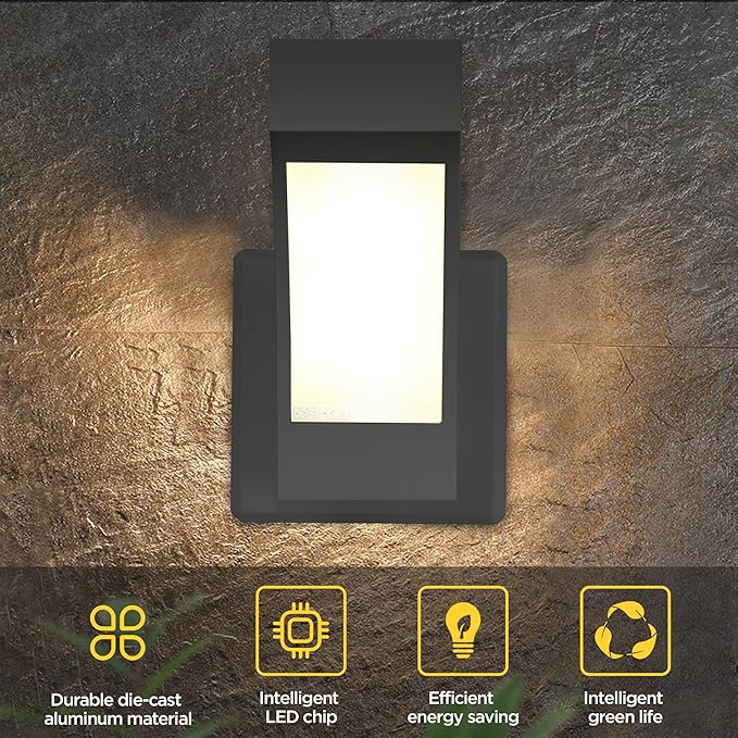 Outdoor Wall Lights 2 Pack Porch Light Exterior Wall Mount Lamp Fixture 600LM Modern Front Door Lighting for House Garage IP54 Waterproof