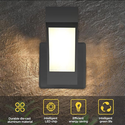 Outdoor Wall Lights 2 Pack Porch Light Exterior Wall Mount Lamp Fixture 600LM Modern Front Door Lighting for House Garage IP54 Waterproof