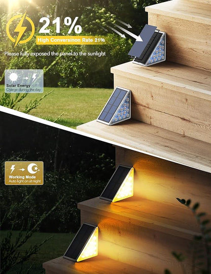 8PK Solar Step Lights, Outdoor Decor Stair Lights Deck Light Waterproof IP67 Solar Lights for Deck, Yard, Patio, Garden, Walkways, Front Door, Pathway, Driveway, Porch