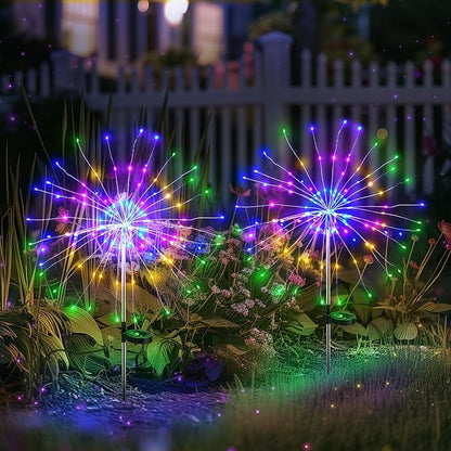 Solar Garden Lights Outdoor Decor: Fireworks Light Waterproof for Yard Decorations Outside - LED Fairy Sparklers Firework Lighting for Patio Decorative - Easter Birthday Home Gifts for Grandma Mom