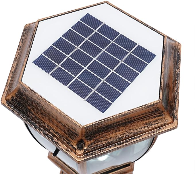 LYNICESHOP 2 Pack Large Aluminum Solar Lamps,Solar Pillar Lights Outdoor Bronze Waterproof LED Landscape Light | Lumora