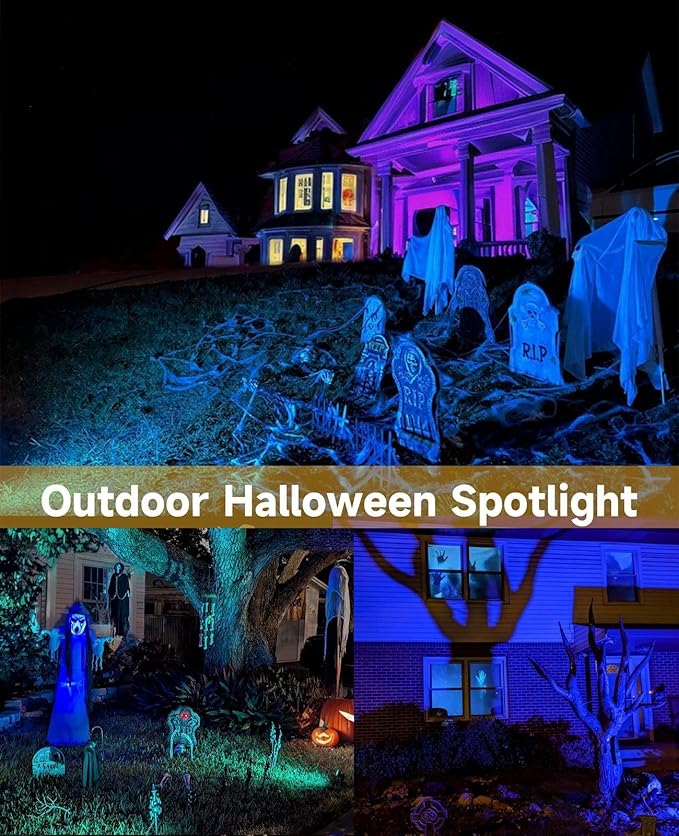 Outdoor Christmas Spot Lights with Timer, 10W Metal RGB LED Landscape Spotlights with 16 Color Changing for Yard, House, Garden, Holiday Decor (2 Lights)