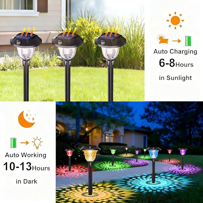 Solar Pathway Lights Outdoor Waterproof, Multicolor & Warm White Changing LED Solar Lights Christmas Decorations | Lumora