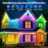 Permanent Outdoor Lights 350ft RGB+IC Outdoor String Lights App Control IP67 Waterproof,120 Scene Modes Decorations | Lumora
