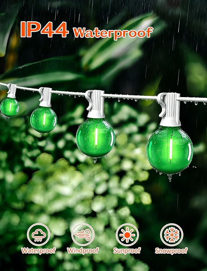 25 Pack Green G40 LED Bulbs, Commercial Grade E12 Base Replacement Bulbs for Outdoor Patio String Lights - 0.6W LED | Lumora