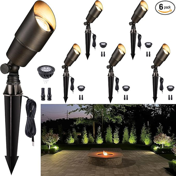 Gardenreet Solid Brass Spot Lights - Low Voltage Landscape Spotlight Outdoor, 12V LED Uplights Wired Waterproof | Lumora