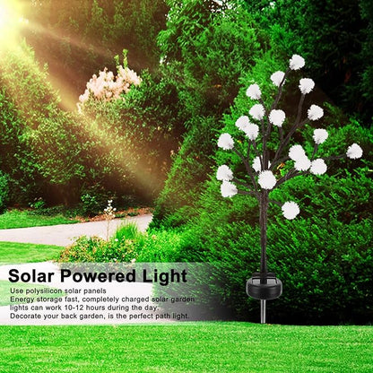 2 Pack Solar Garden Lights Outdoor, Water Proof 20LED Solar Powered Fairy Lights Dandelion Lamp Solar Lights Outdoor Decor for Outside Patio, Lawn, Garden, Yard (Warm Light)