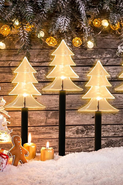 Solar Led Pathway Lights Christmas Tree Path Light for Christmas Holiday Decoration Waterproof Garden Light Yard Decoration Warm White (Trees)