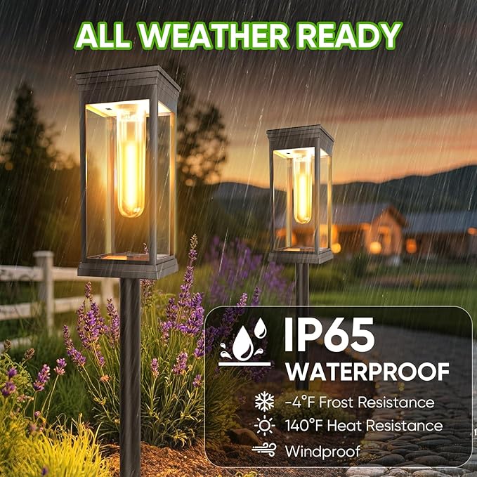 12 Pack Solar Pathway Lights Outdoor,IP65 Waterproof - Bright Solar Lights Outdoor,Auto On/Off Pathway Lights Solar | Lumora