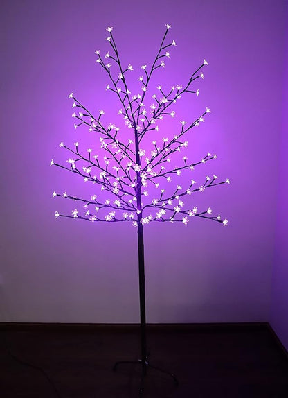 FUCHSUN 6 FT 200 LED Solar Cherry Blossom Tree Light, Lighted Garden Tree Outdoor Pathway Lights for Patio Yard Wedding Festival Home Christmas Decoration (Purple)