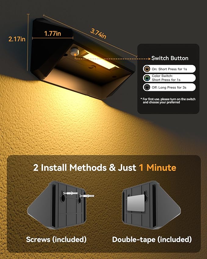 Solar Fence Lights Outdoor, 6 Pack Ultra-Bright 100 Lumens Fence Lights Solar Powered, IP65 Waterproof, 9 Color Modes, 12+ Hours Lighting Decor for Backyard/Patio/Deck/Wall/Pool