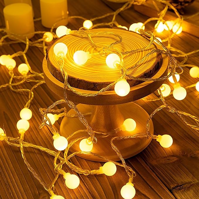 Festival Lights, Battery Powered Fairy Lights 33ft 80LED, Outdoor Waterproof String Lights with Remote, 8 Modes for Indoor, Garden, Patio, Camping, Xmas Decor (Warm White Small C)