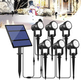 T-SUNUS Christmas Solar Garden Spotlight Outdoor 6-in-1 White Landscape Spot Lights IP65 Waterproof Separated Panel | Lumora