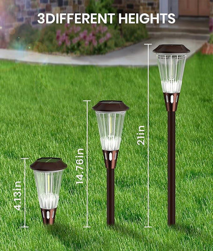6 Pack Super Bright Solar Lights Outdoor 2-in-1 Warm&Cold IP65 Waterproof,Auto On/Off 6500K,Solar Pathway Walkway Lights for Yard,Patio,Landscape,Sidewalk,Driveway,Lawn