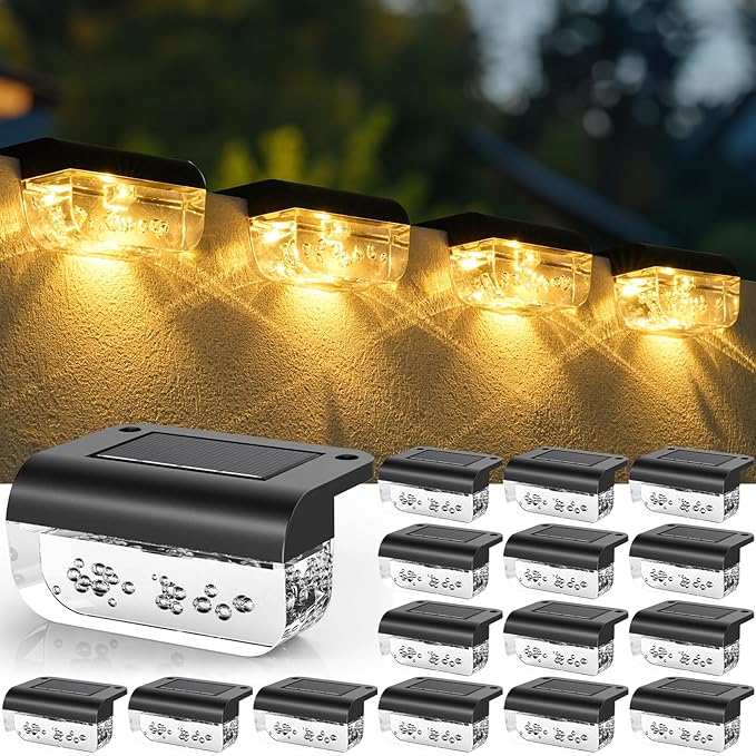 16 Pack Solar Fence Lights, Waterproof Outdoor Solar Step Lights Fence Lights Solar Powered for Outside, Step | Lumora