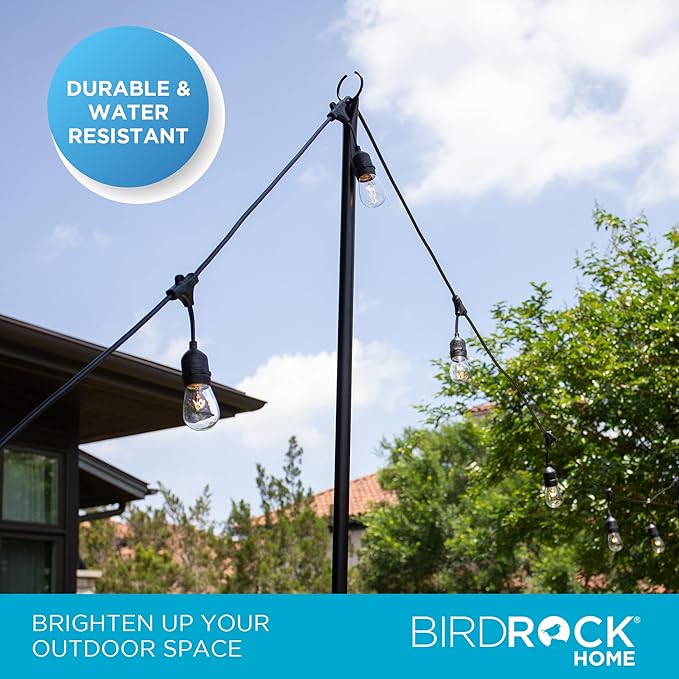 BIRDROCK HOME Poles for Outdoor String Lights - Weather Resistant, Durable, Easy to Install, Sturdy Pole for | Lumora
