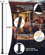 9.5FT String Light Poles - 2 Pack Deck Light Poles for Outside String Lights Heavy Duty with Anchor Based and | Lumora