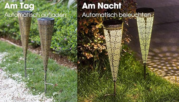 Mezone Solar Pathway Lights 2 Pack,Solar Powered LED Low Voltage Landscape Path Lights Garden Stake Lights Outdoor Dcorative Solar Lights In-Ground LED Light