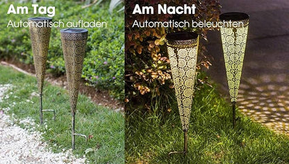 Mezone Solar Pathway Lights 2 Pack,Solar Powered LED Low Voltage Landscape Path Lights Garden Stake Lights Outdoor Dcorative Solar Lights In-Ground LED Light