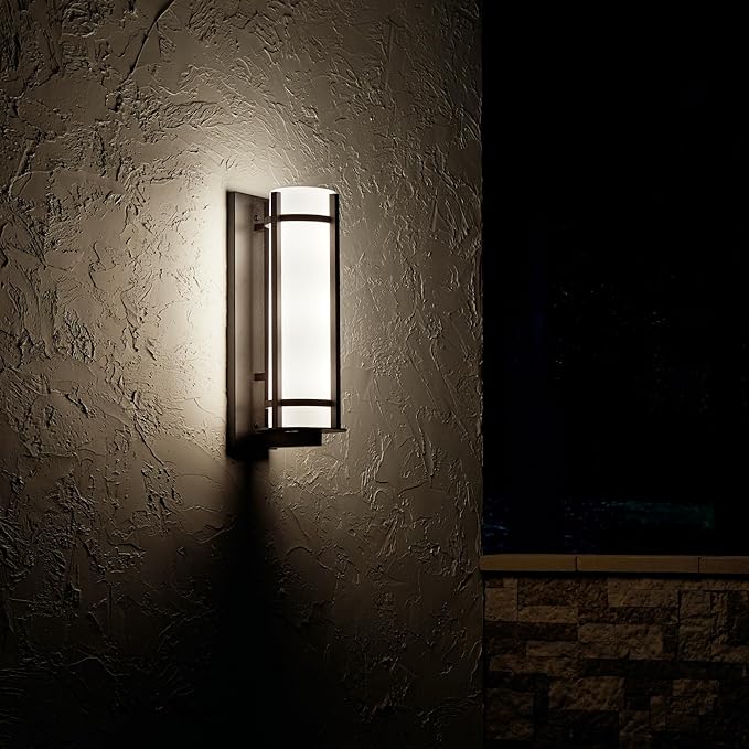 Kichler Camden 26" 3 Light Outdoor Wall Light with Opal Etched Glass in Anvil Iron | Lumora