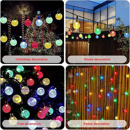Solar String Lights Outdoor Waterproof, 1 Pack 50 LED 2.3CM 23 FT Each, Solar Powered Patio Lights with 8 Lighting Modes for Garden Yard Porch Wedding Party...(Seven Colors)