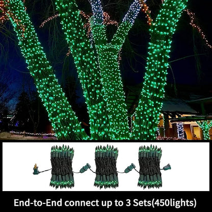 LAMPHOME St. Patrick's Day Mini String Lights,Green st Patricks Day Tree Decorations,300Lights 63.8ft(2pk of 150L) Christmas Light for Outdoor Christmas Tree Garden Holiday Party Patio Decor
