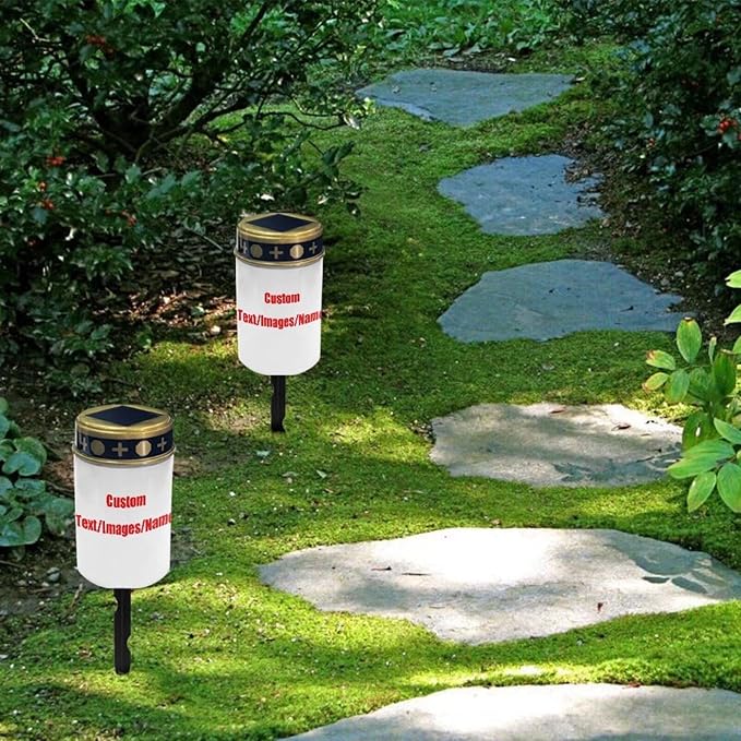 Customized Solar Garden Stake Lights Solar Lights Outdoor Garden for Cemetery Grave Decorations, Memorial Gift | Lumora