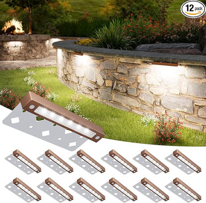 VOLISUN 12 Pack 7 Inch Retaining Wall Lights, Waterproof LED Hardscape Lighting, Cuttable Low Voltage Landscape Lighting, 12V Paver Lights, 3W Outdoor Step Lights, 5000K Daylight, ETL