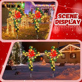 Ganeen 2 Pcs Solar Stake Christmas Outdoor Decorations Christmas Yard Stake Decor LED Lights Cemetery Grave Cross | Lumora