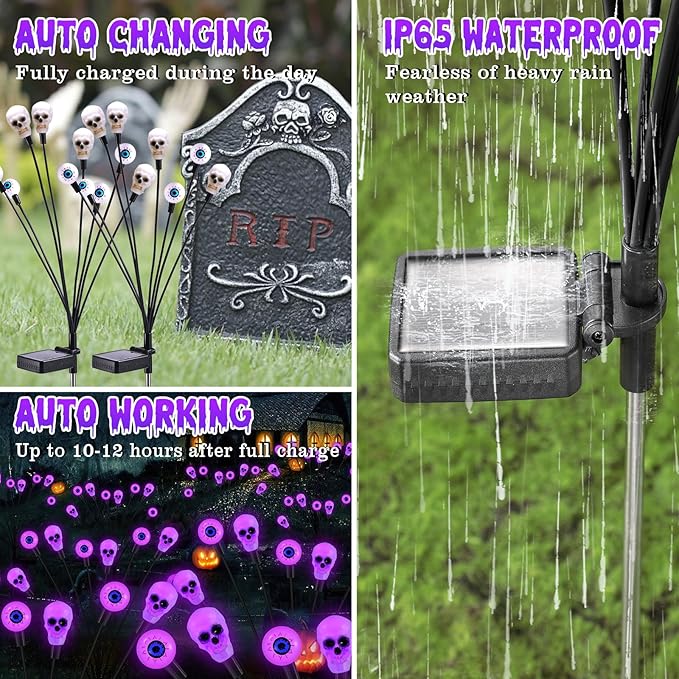 Solar Lights Outdoor,Halloween Decorations Outdoor, Scary Eyeball Lights,4PACKS 32LED,IP65 Waterproof,Halloween | Lumora