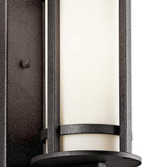 Kichler Camden 11" 1 Light Outdoor Wall Light with Opal Etched Glass in Anvil Iron, 9.5 in | Lumora