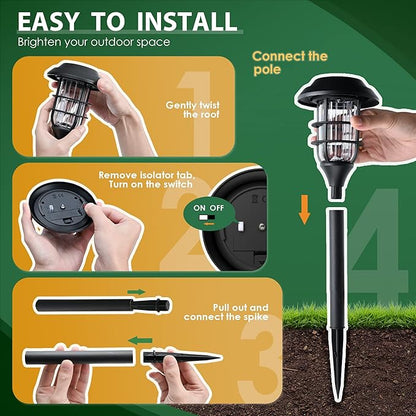 SOLPEX 8 Pack Solar Path Lights& 12 Pack Solar Ground Lights, Waterproof Garden Landscape Lighting for Yard Deck Lawn Patio Pathway Walkway (Cool White)
