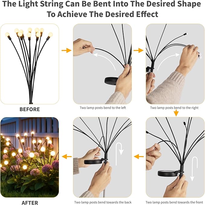 Outdoor Solar Lights Waterproof (8 Pack, 80 LED), Fairy Garden Decor, Fairy Tale Courtyard Decor, Firefly Lights, Solar Garden Lights, Solar Landscape Lights, Gifts for Women Who Have Everything