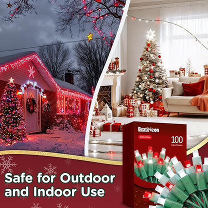 LED Valentines Day Lights (Red & White - Breathing, 33.3FT), Mini LED Christmas String Lights, Waterproof Fairy Lights for Outdoor Indoor Holiday Party Patios Wedding Halloween Xmas Decor