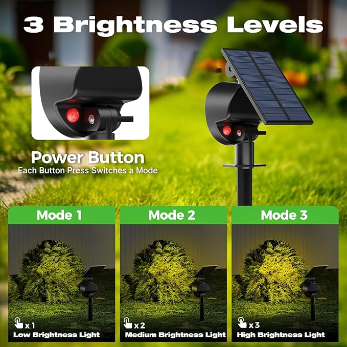 nipify 1 Pack Solar Spot Lights Outdoor Waterproof with 3 Modes, Solar Spotlight Light for Outside Yard Landscape | Lumora