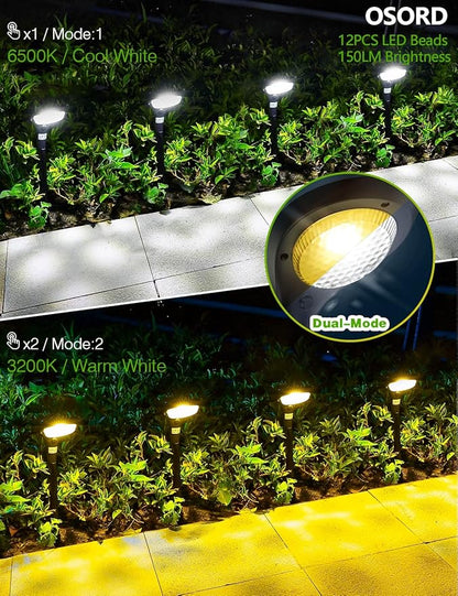Solar Pathway Lights,【2 Pack】 Solar Garden Lights Outdoor Waterproof Solar Powered Path Light Auto On/Off for Landscape Path Yard Patio Walkway Driveway Pool Holiday (Cool White & Warm White)