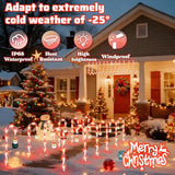 Solar Christmas Decorations Outdoor: 12 Pack 8 Blinking Models Waterproof Red Candy Cane Lights - 21" Santa Claus | Lumora