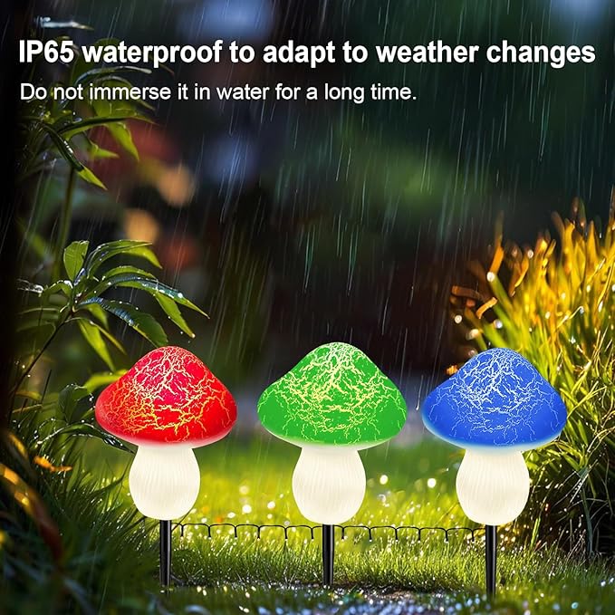 LiyuanQ Mushroom Solar Lights Outdoor Decor - 8 Pack 50 LED Crackle Mushroom Lights, 23ft Solar Powered Fairy String Light with 8 Modes, Waterproof for Outside Garden Yard Patio Pathway, Colorful