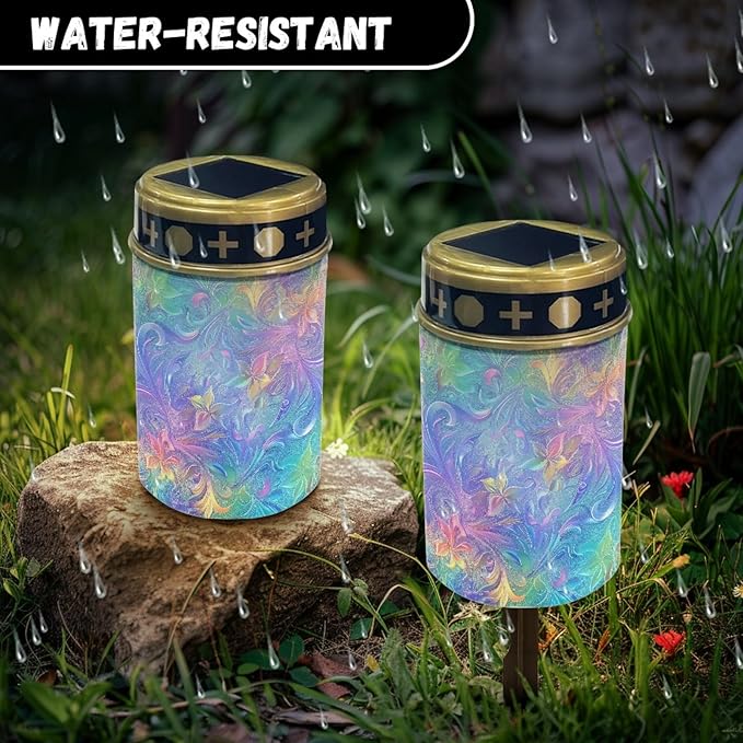 Watercolor Solar Pathway Lights for Outside Solar Garden Stake Lights Outdoor Waterproof Walkway Lights for Yard Patio Driveway Warm White LED Lantern Solar Powered Fairy Lights