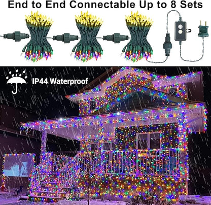 Brizled Color Changing Christmas Lights, 33ft 100 LED Christmas Lights Connectable, 12 Modes Warm White & Multicolored Xmas Light with Remote, Dimmable Xmas Tree Light for Indoor Outdoor Decor