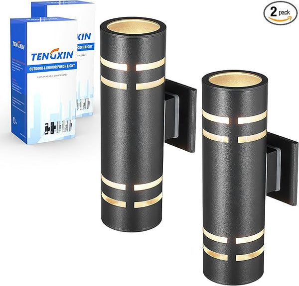 TENGXIN 2 Pack Patio Wall Light,Modern Outdoor Wall Sconce with Stainless Steel Cylinder, Wall Mount Light Exterior | Lumora