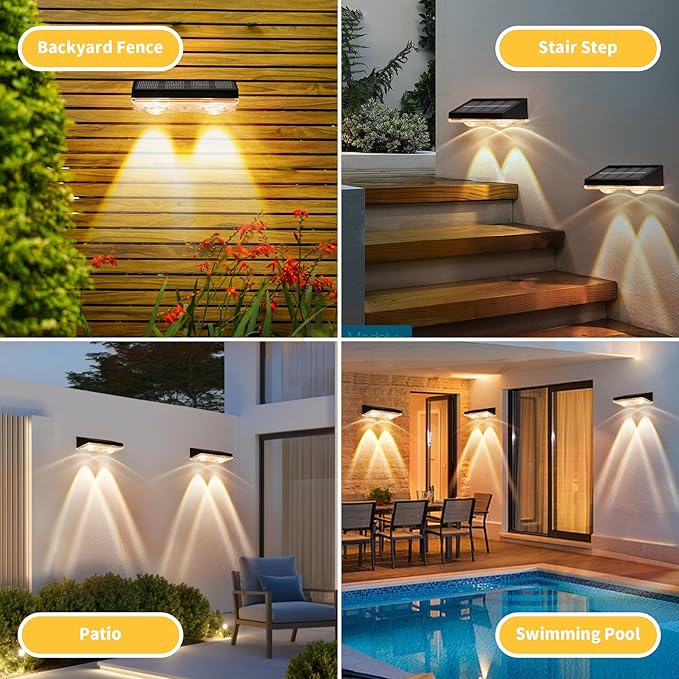 Solar Fence Light Outdoor, 12 Pack LED Solar Light, 3000K 50 Lumens with Waterproof, Auto Switch 12+Hours Dawn to | Lumora