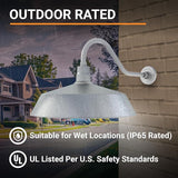 21in. Galvanized Oversized Outdoor Gooseneck Barn Light Fixture With 22in. Long Arm - Wall Sconce Farmhouse | Lumora