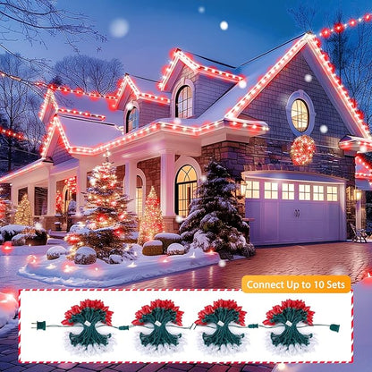 Brightown C9 LED Christmas String Lights, 2 Pack Total 132ft 200LED Outdoor Lights String, Plug-in Connectable Waterproof Roofline Lights String for Outside Yard Christmas Holiday Decor, Red and White