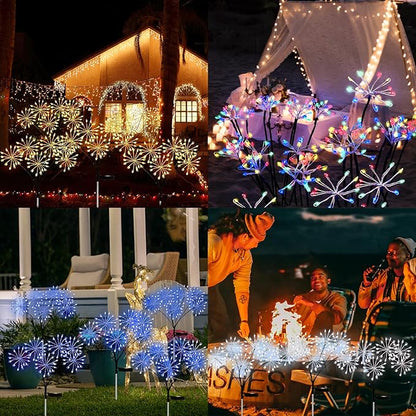 JJGoo Solar Garden Lights, New Upgraded 2 Pack Solar Swaying Starburst Light, Waterproof Fireworks Outdoor Lights, Yard Patio Pathway Decoration, White