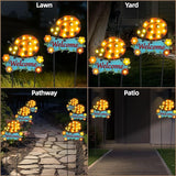 Garden Stakes Decorative 43.3inch with Large Metal Welcome Sign, Solar Pathway Lights Outdoor Waterproof with 18 | Lumora
