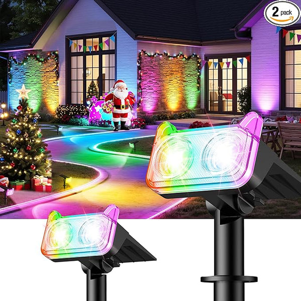 LETMY Solar Spot Lights Outdoor Waterproof with 2 Bigger LED, Auto ON/Off 135°Adjustable Solar Lights Outdoor | Lumora