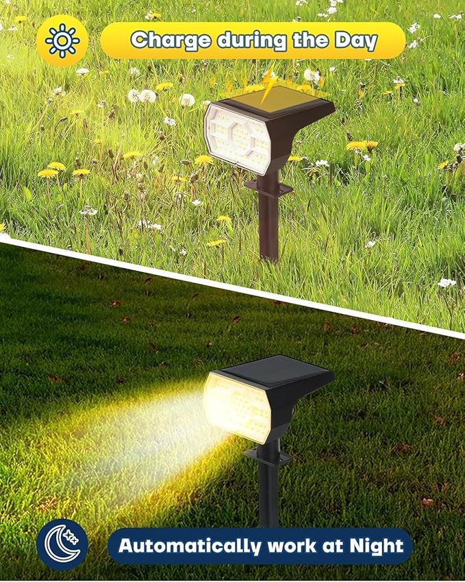 Kaxiida Solar Lights Outdoor Waterproof IP68, 3 Lighting Models Solar Powered Spot Lights Outdoor, 56LED Solar | Lumora