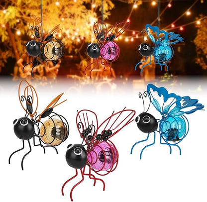 Solar Bees Lights Outdoor 2025 New Hanging Solar Garden Bee Outdoor Patio Garden Decor Simulation Bumble Solar Light for Christmas, Yard, Patio, Porch